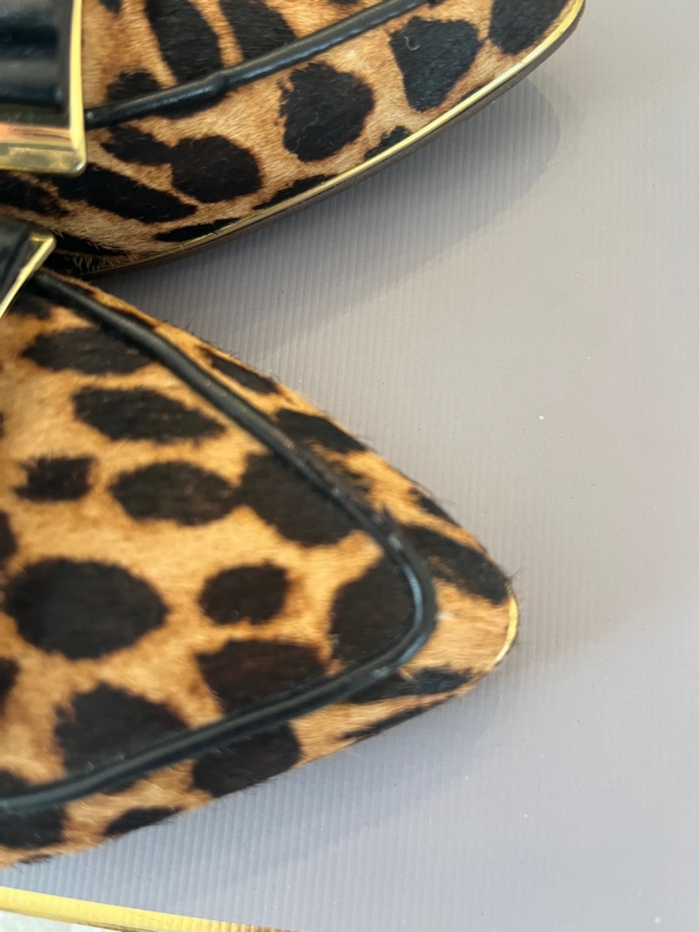 Louise et Cie Leopard-Print Pointed Toe Flats with Black Bow & Gold Accent - Picture 6 of 7